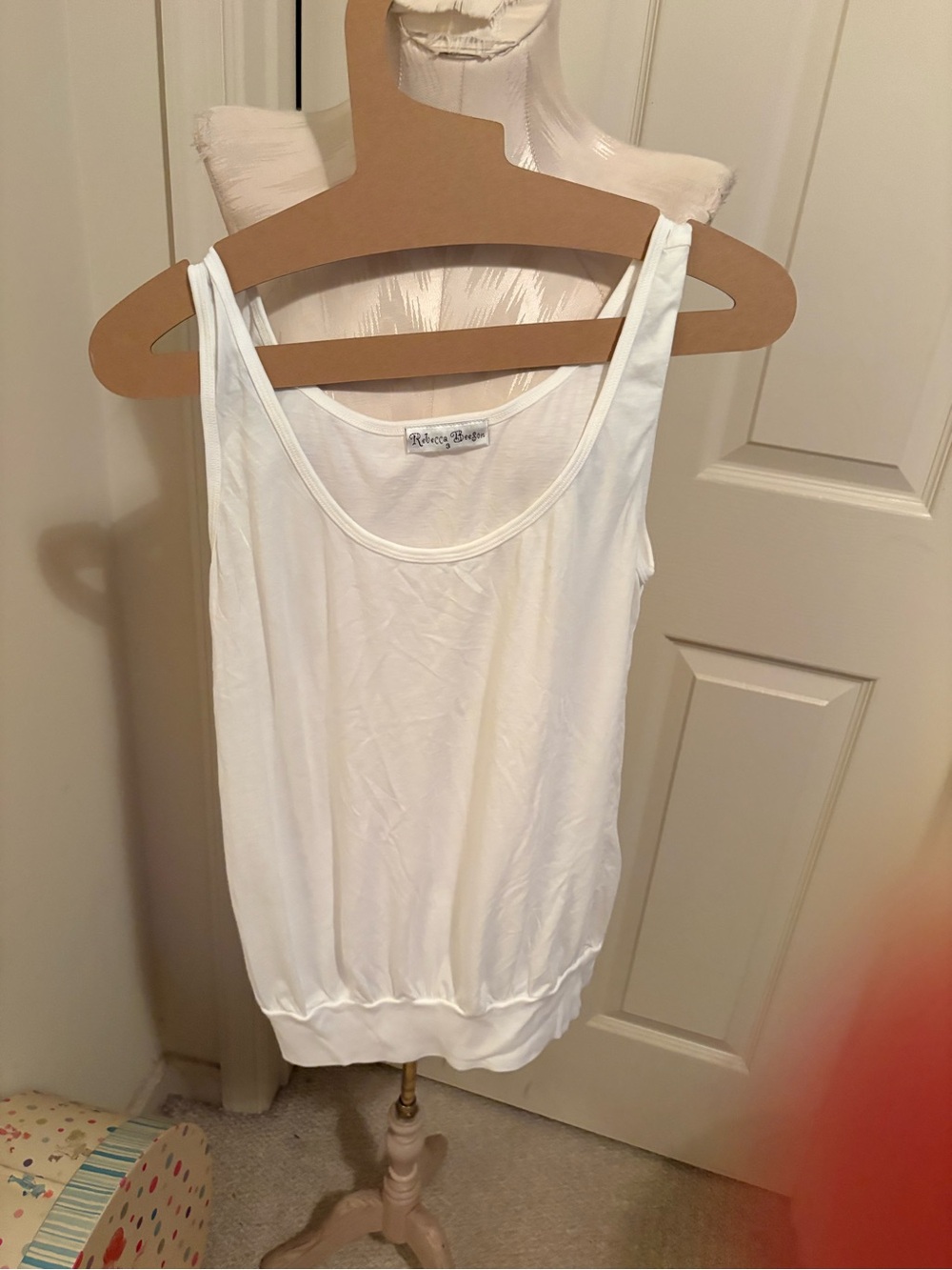 Rebecca Beeson White Sleeveless Scoop Neck Tank new size 3 M/L